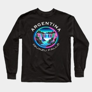 Iguazu Falls Argentina -Cool Neon Art Style Long Sleeve T-Shirt